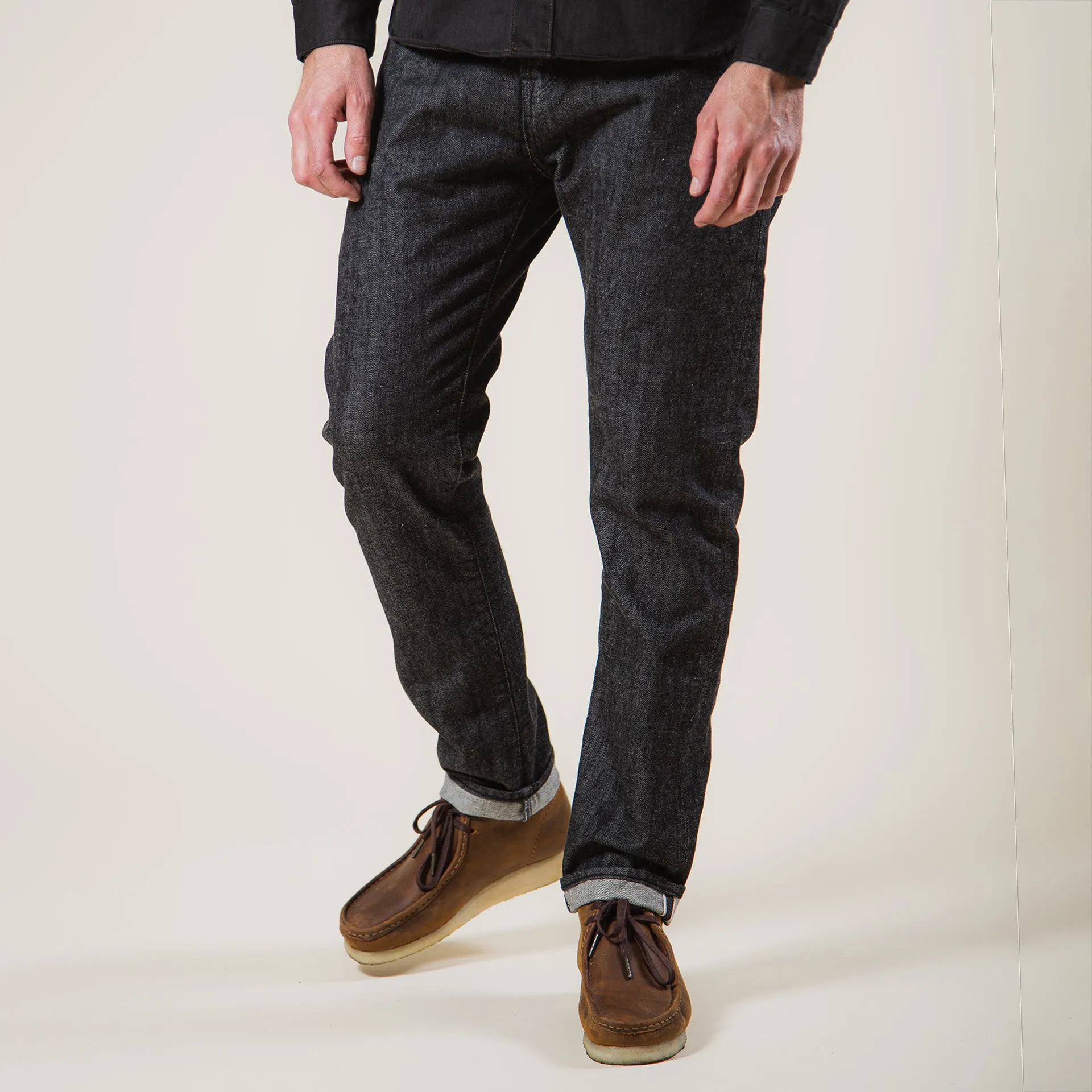 B-04 RELAXED 14 oz. selvedge colour denim / black