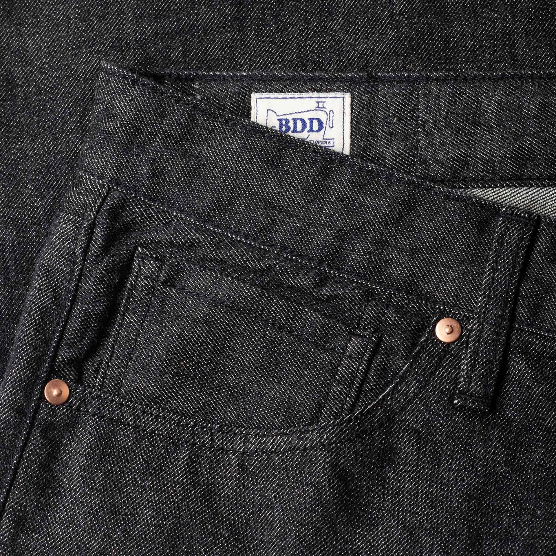 B-04 RELAXED 14 oz. selvedge colour denim / black