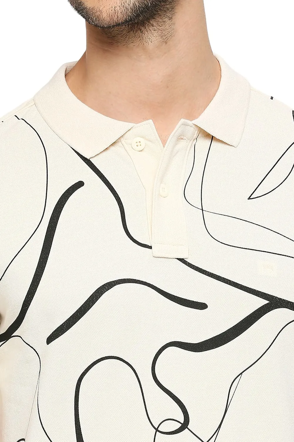 Basics Muscle Fit Cotton Printed Polo T-Shirts