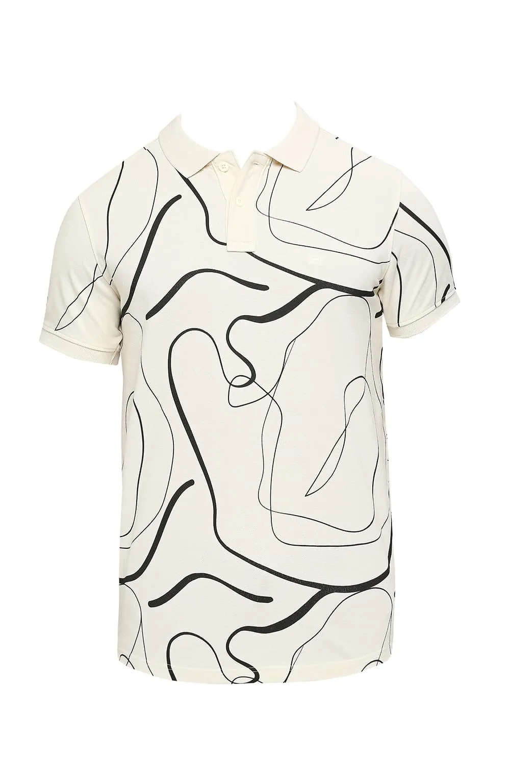 Basics Muscle Fit Cotton Printed Polo T-Shirts