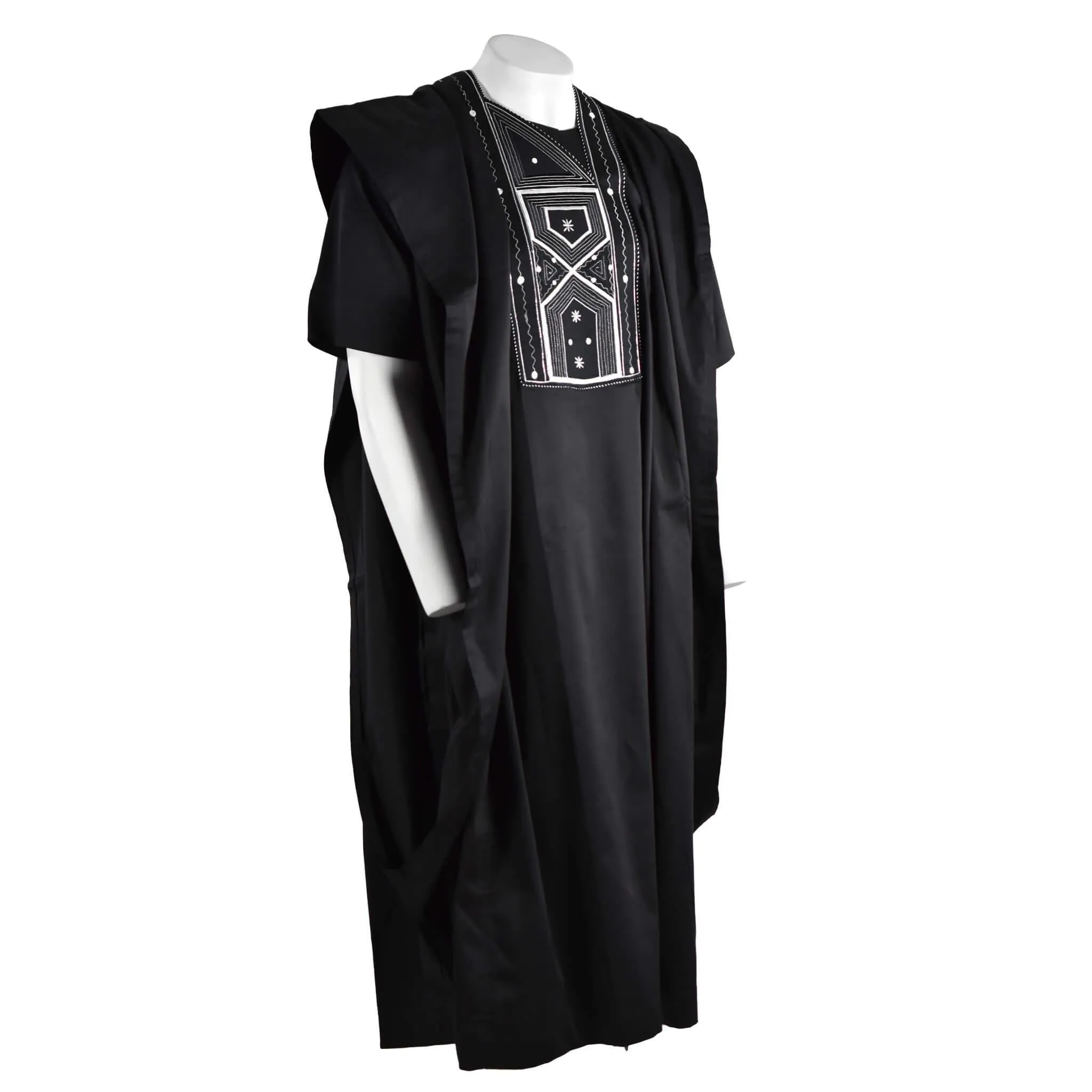 Black & White  Agbada 3pc Set