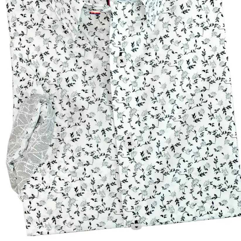 Black and White Fitted Sotto Sopra Cotton Short Sleeve Sport Shirts