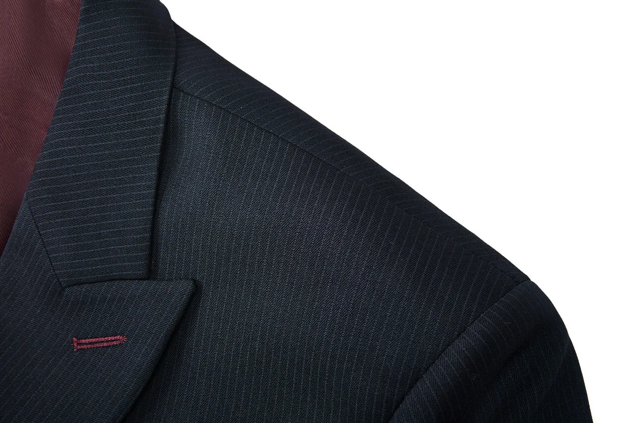 Blended Stretch Stripe Suit in Tailored Fit