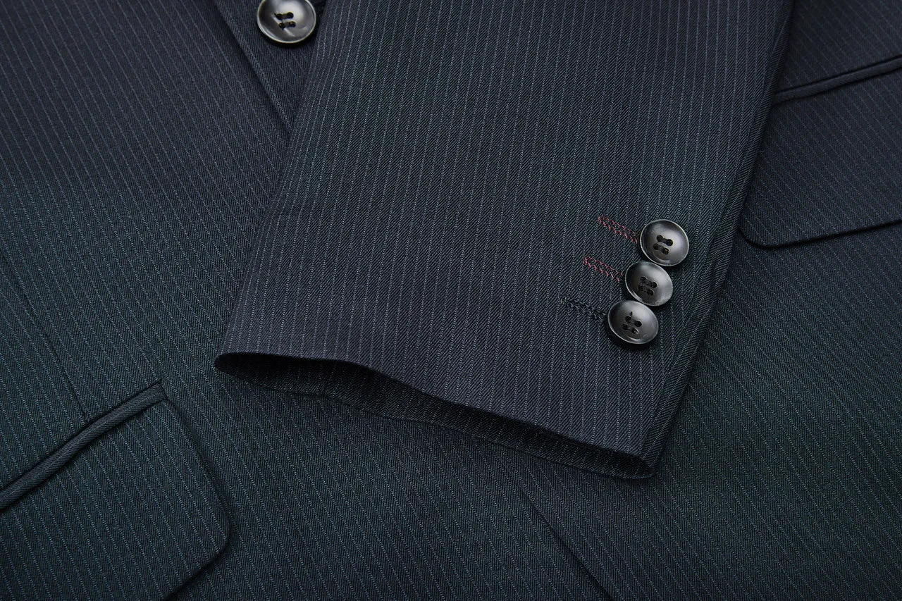 Blended Stretch Stripe Suit in Tailored Fit