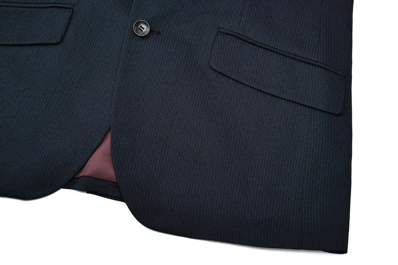 Blended Stretch Stripe Suit in Tailored Fit