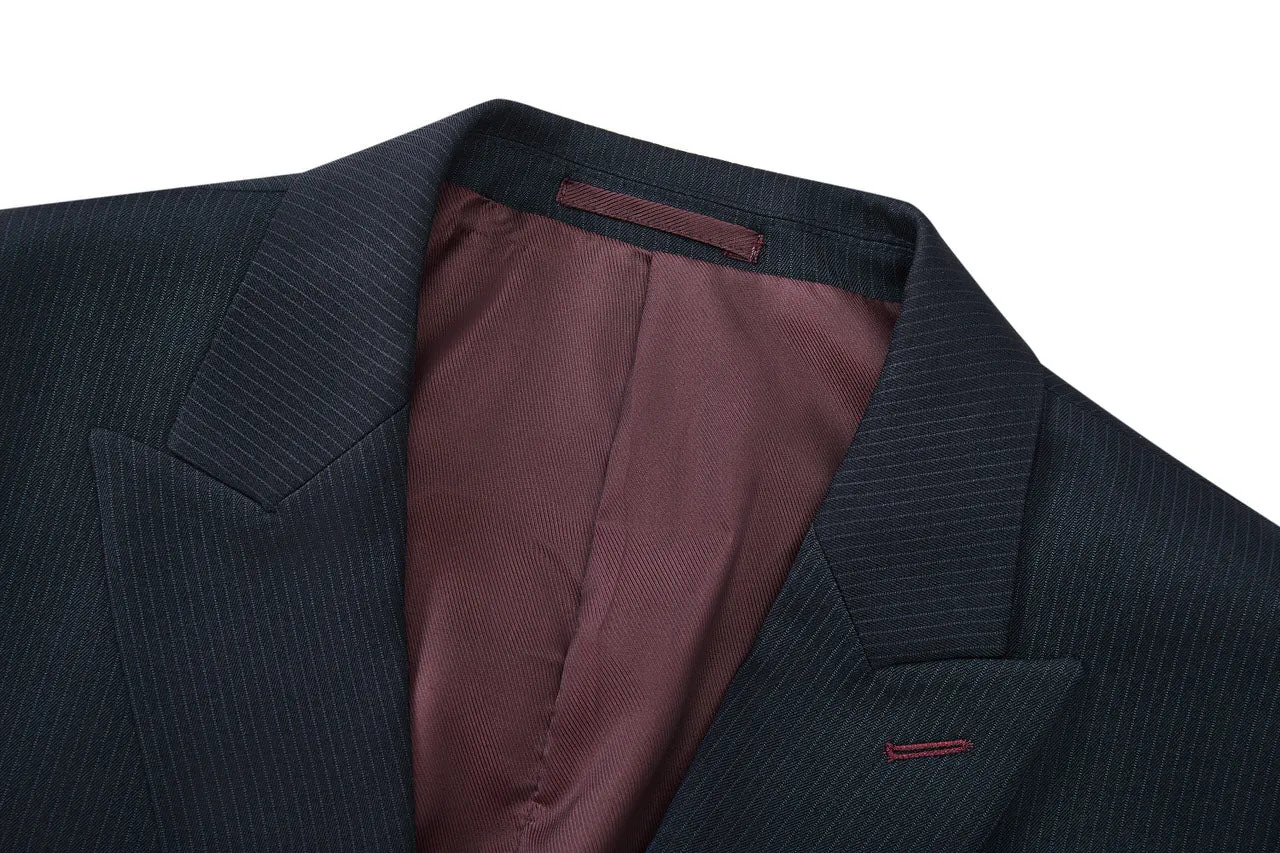 Blended Stretch Stripe Suit in Tailored Fit