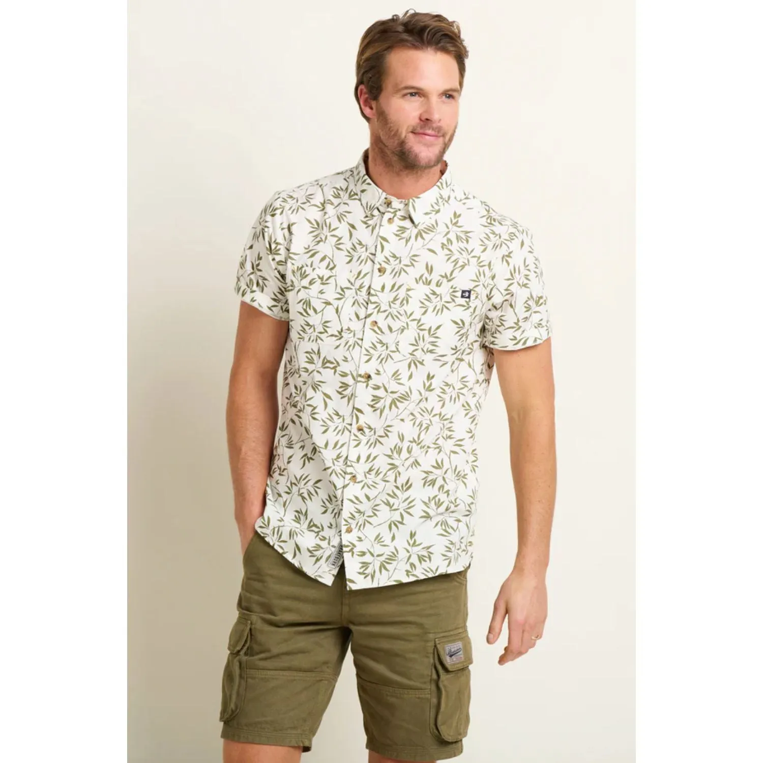 Brakeburn XL White Bamboo Leaf Shirt