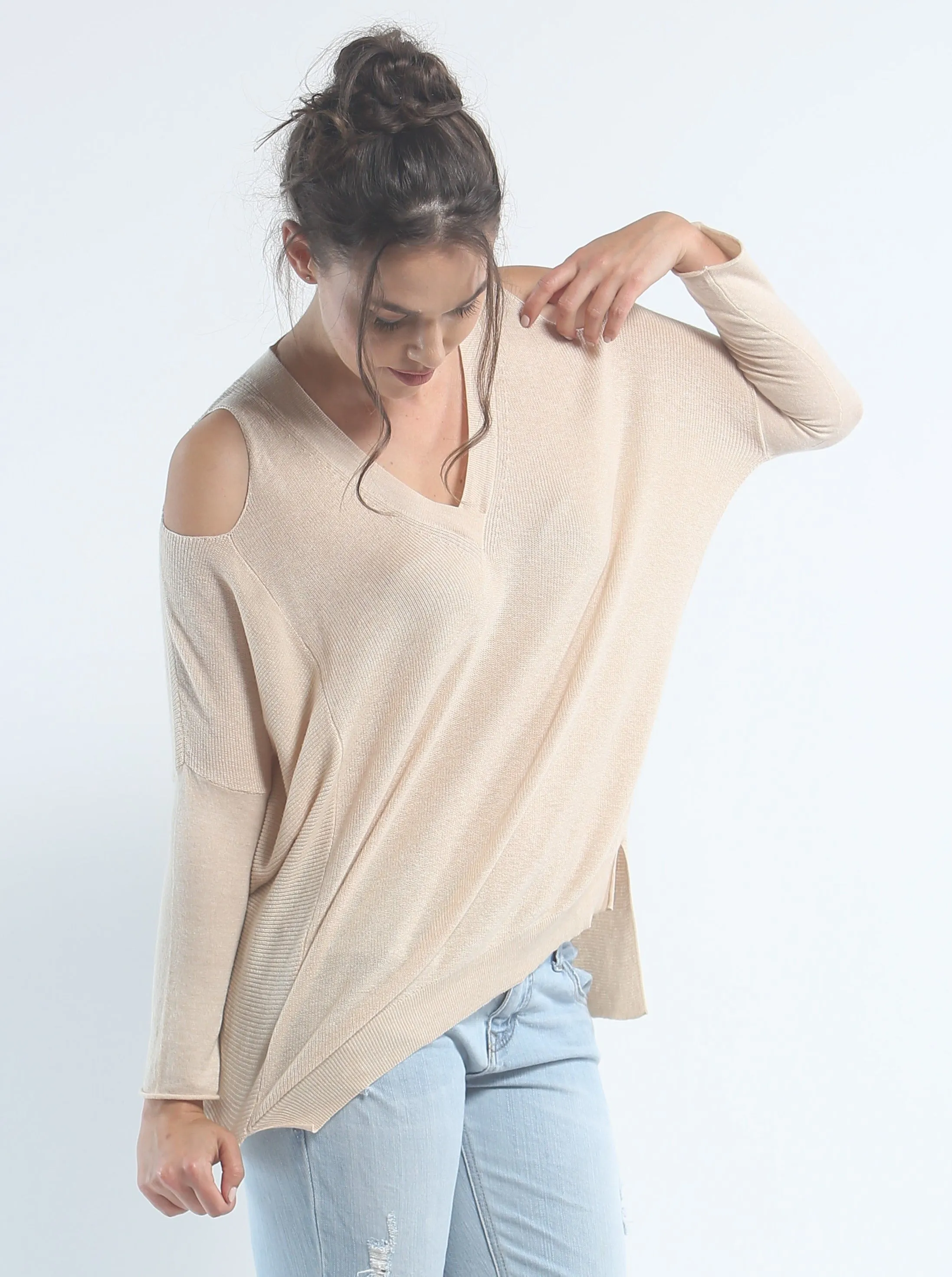 Cold Shoulder V Neck