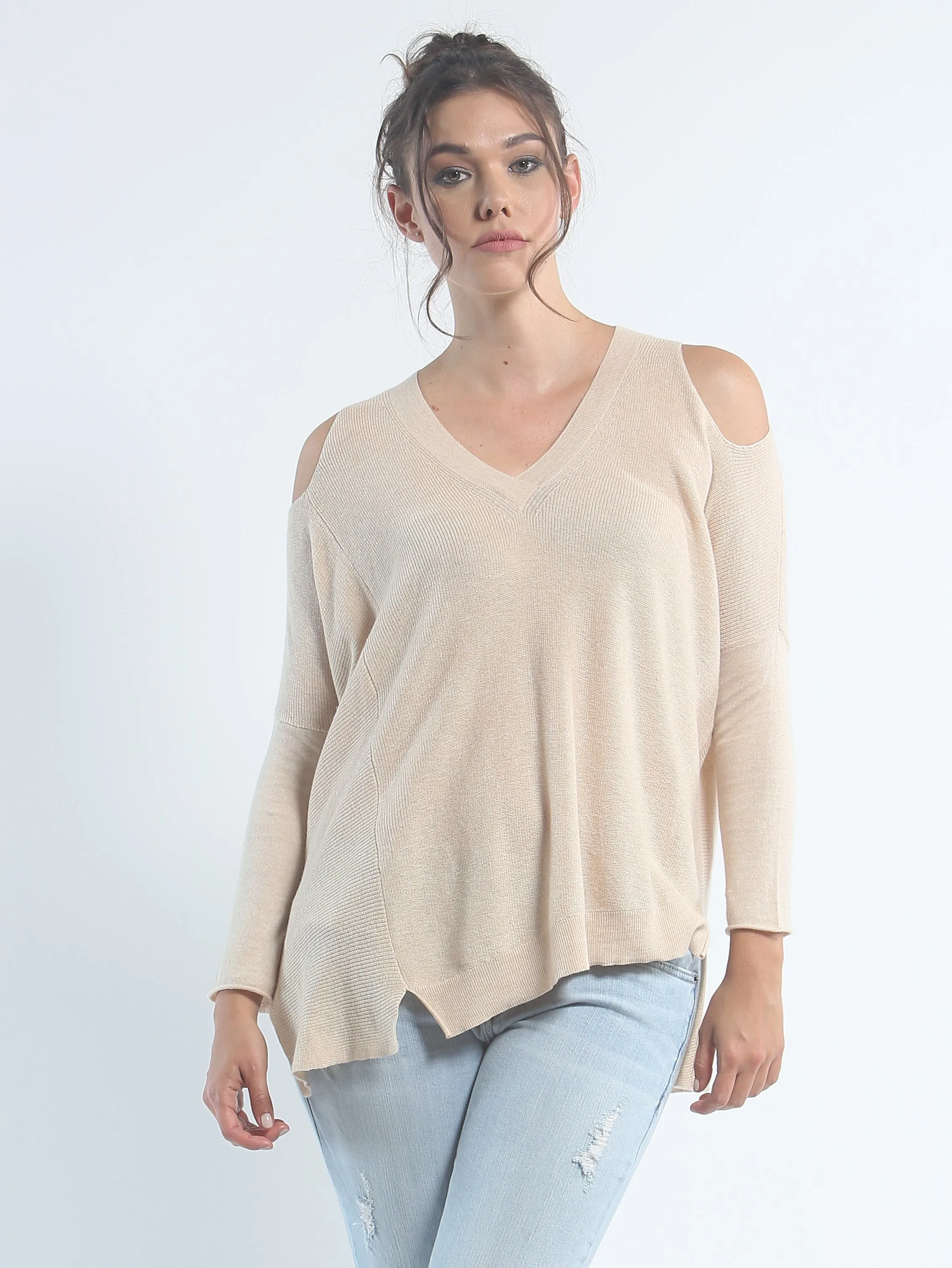 Cold Shoulder V Neck
