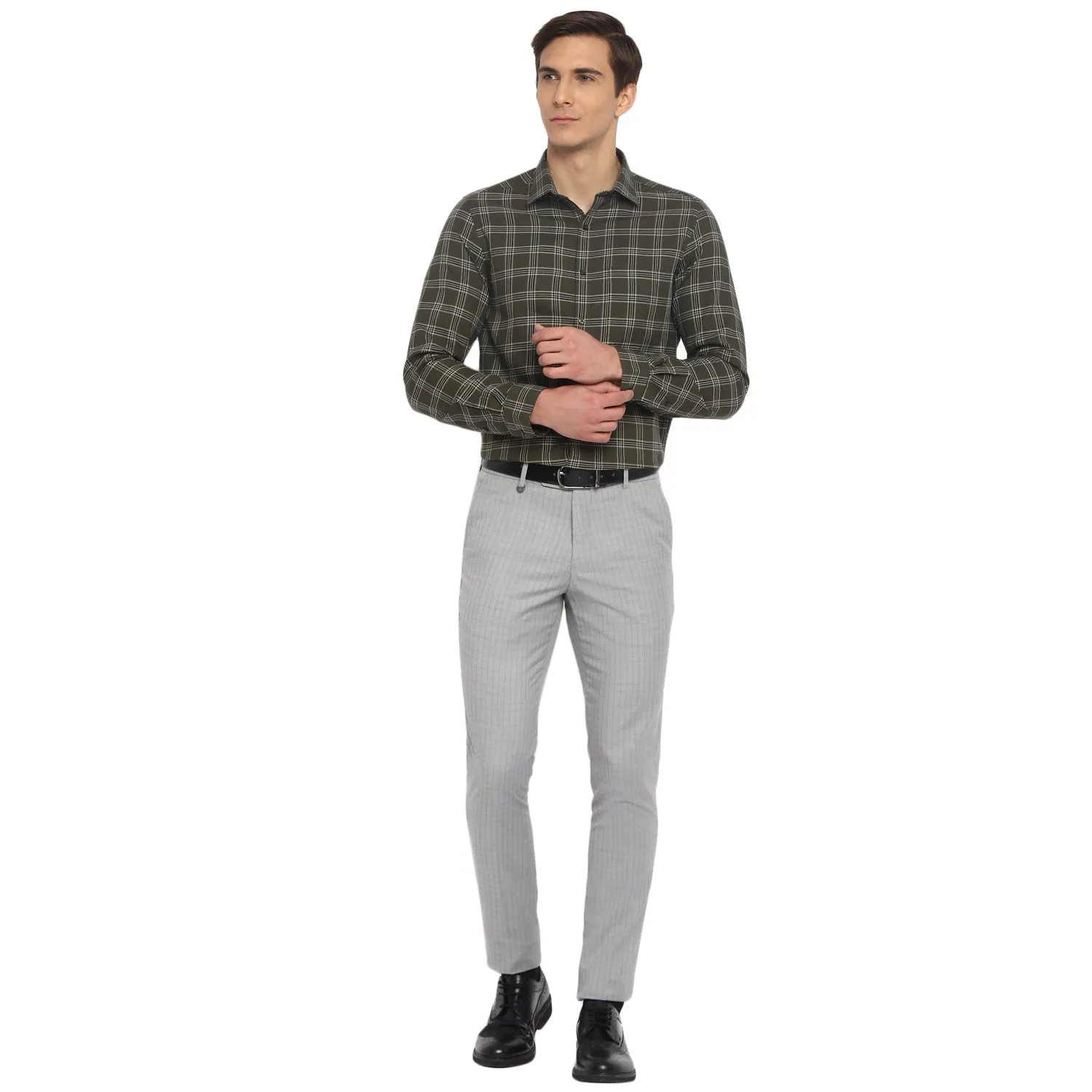 Cotton Green checked Slim Fit Shirts