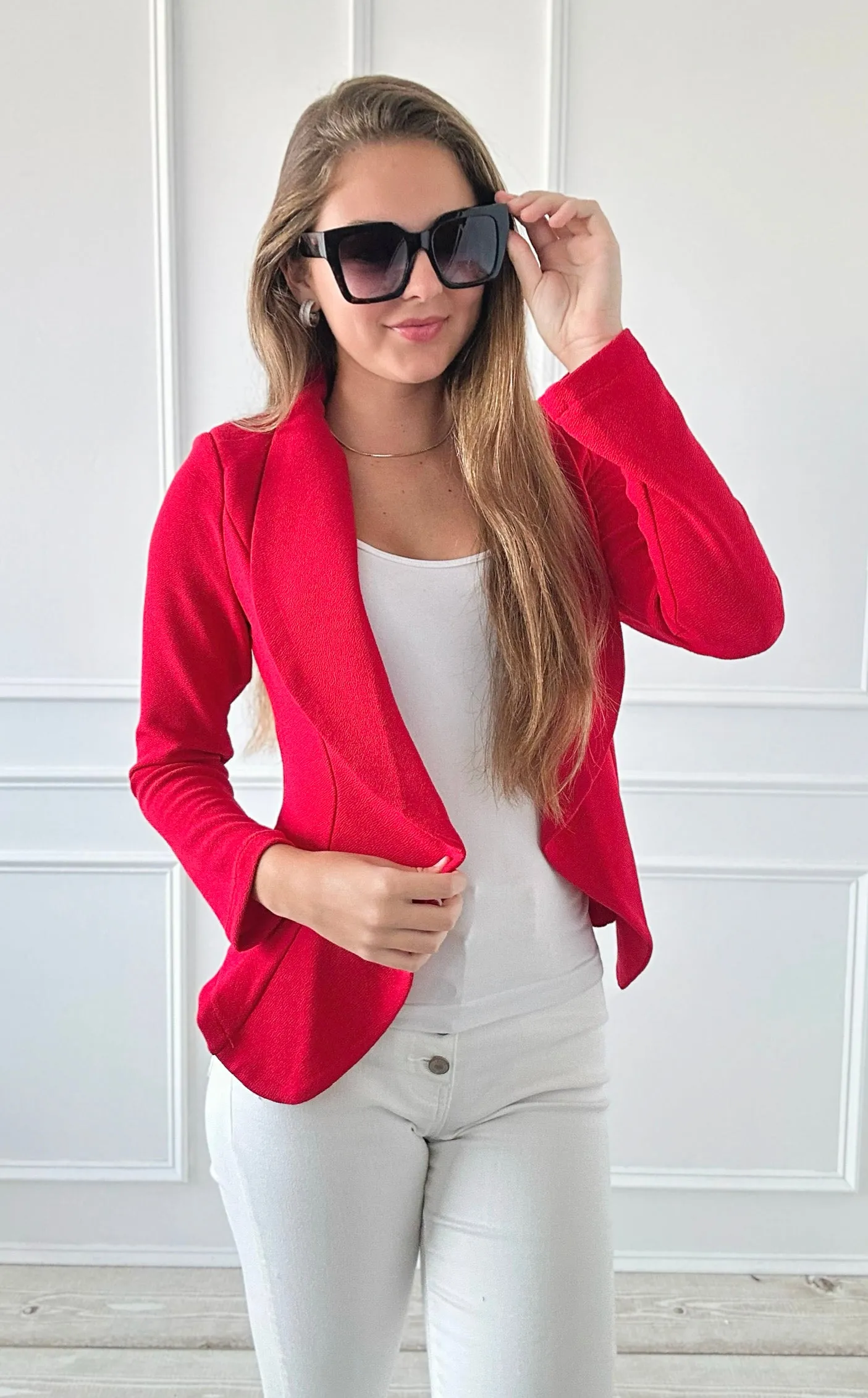 Fierce Chic Fitted Blazer - Red