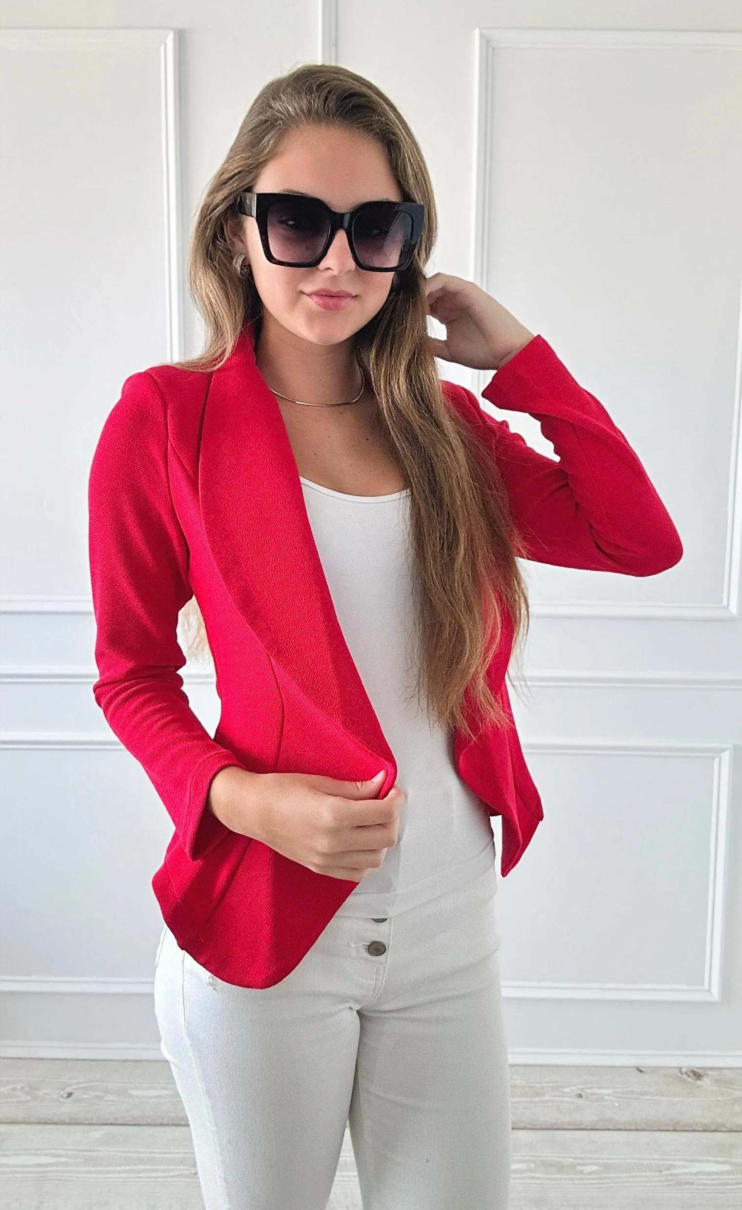 Fierce Chic Fitted Blazer - Red