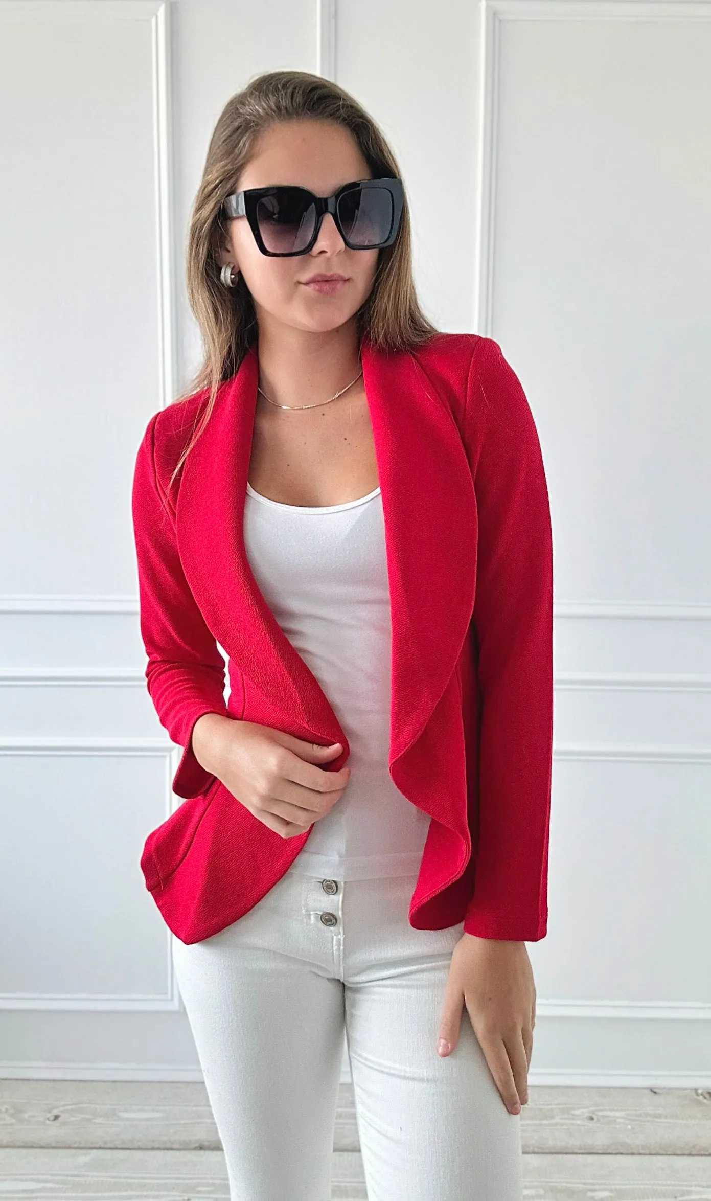 Fierce Chic Fitted Blazer - Red