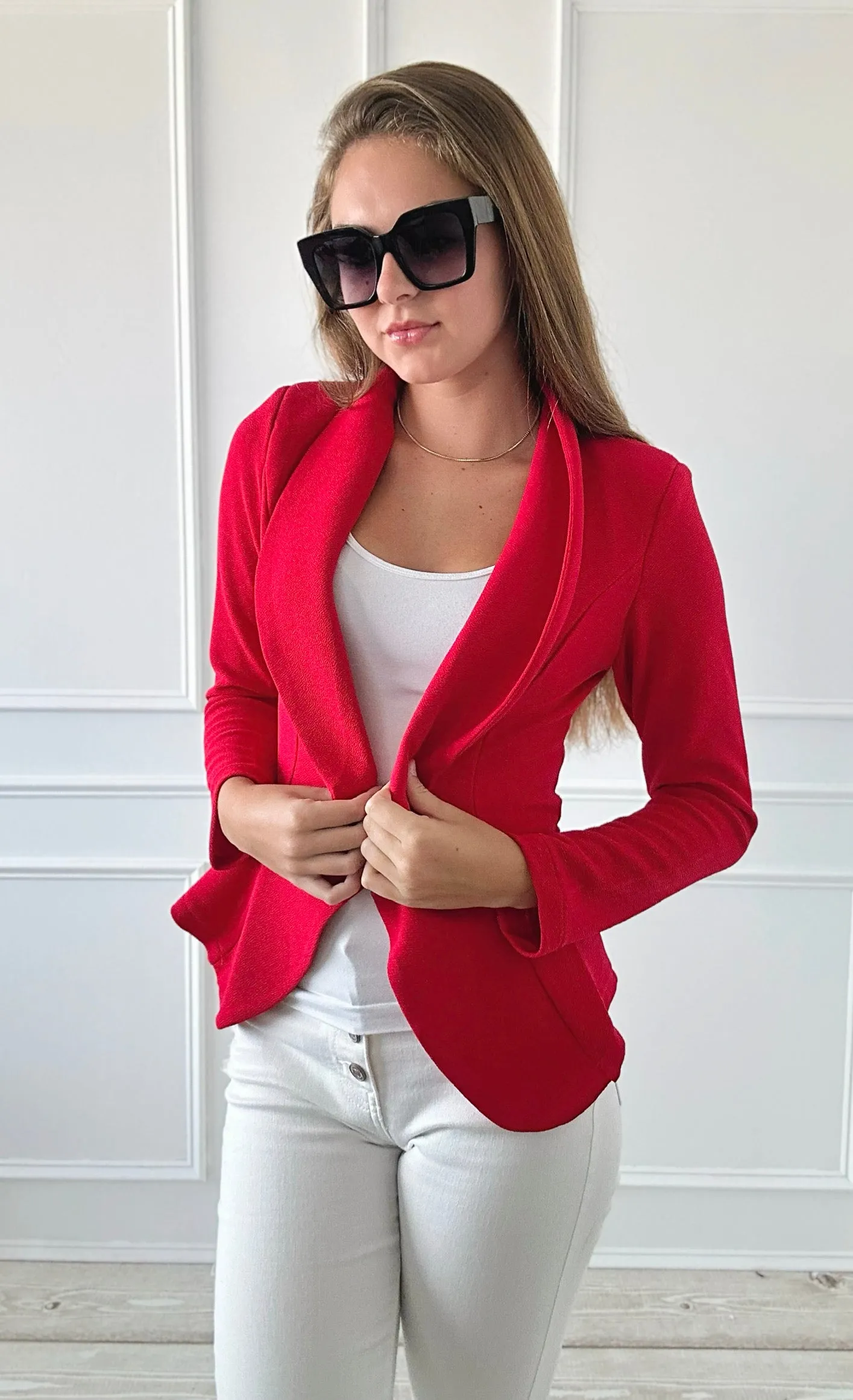 Fierce Chic Fitted Blazer - Red