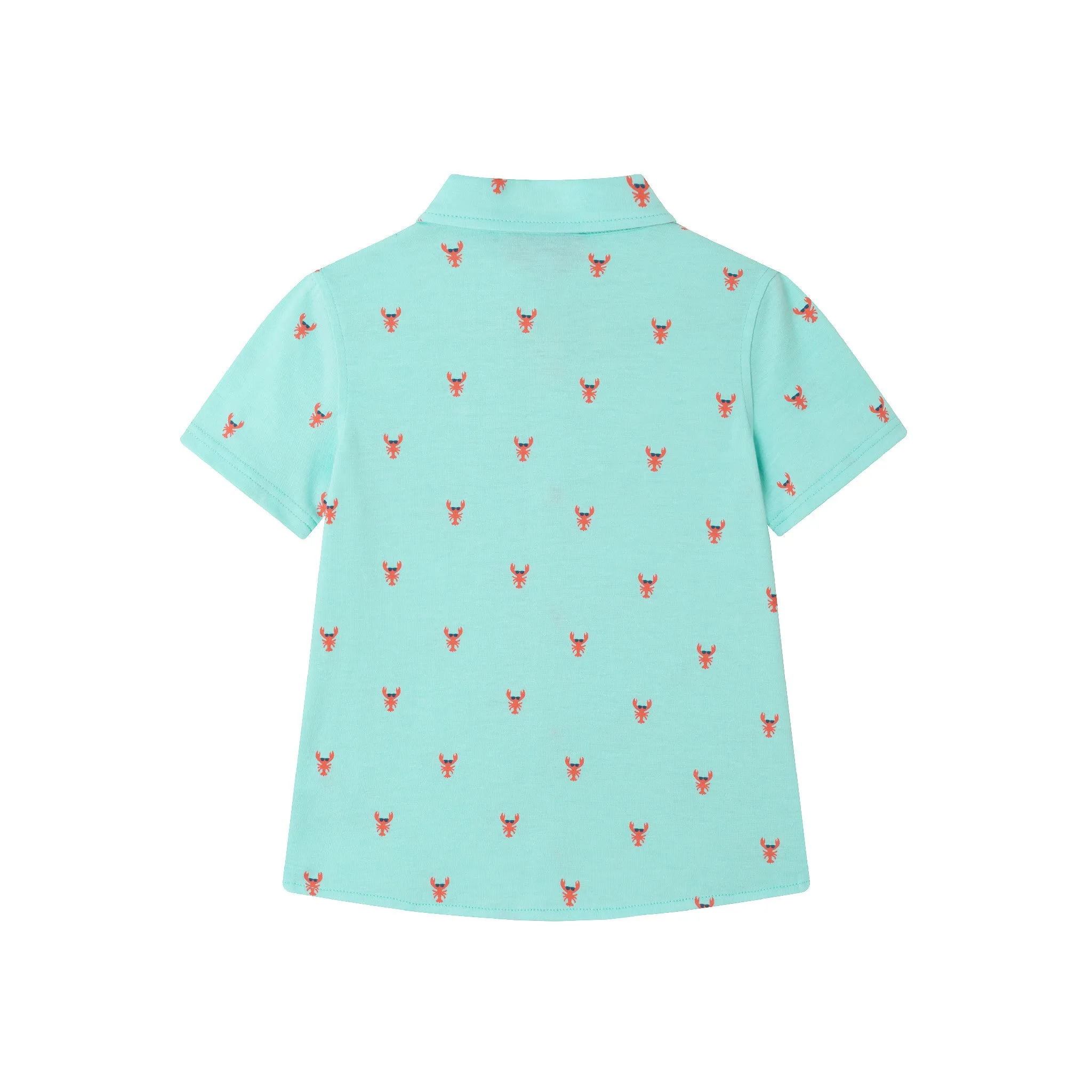 Kids (2-7) Knit Buttondown | Lobster Print
