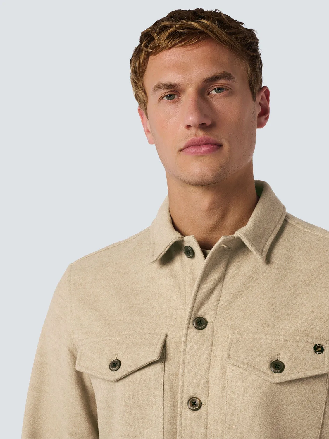 Melange Overshirt with Button Closure: Stylish Comfort for Every Day | Khaki