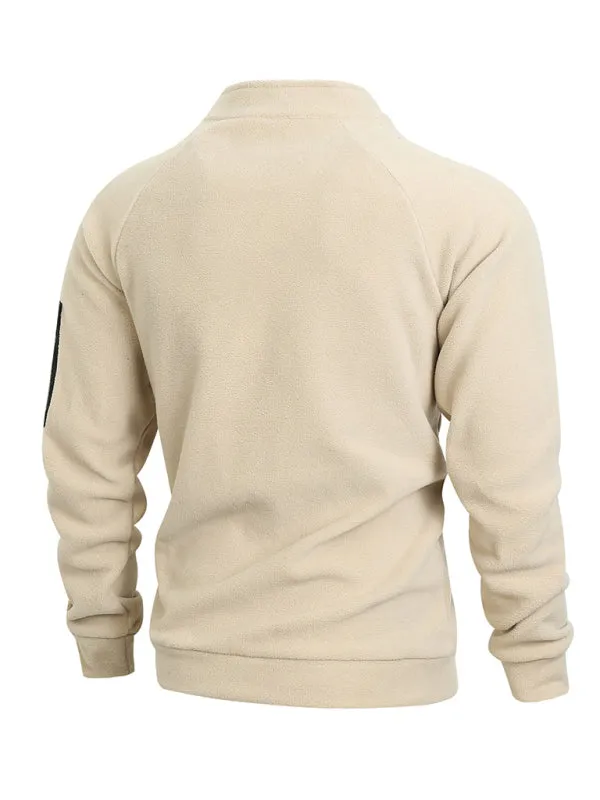 Men's High-Collar Fleece Jacket Zippered Pullover