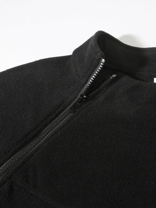 Men's High-Collar Fleece Jacket Zippered Pullover