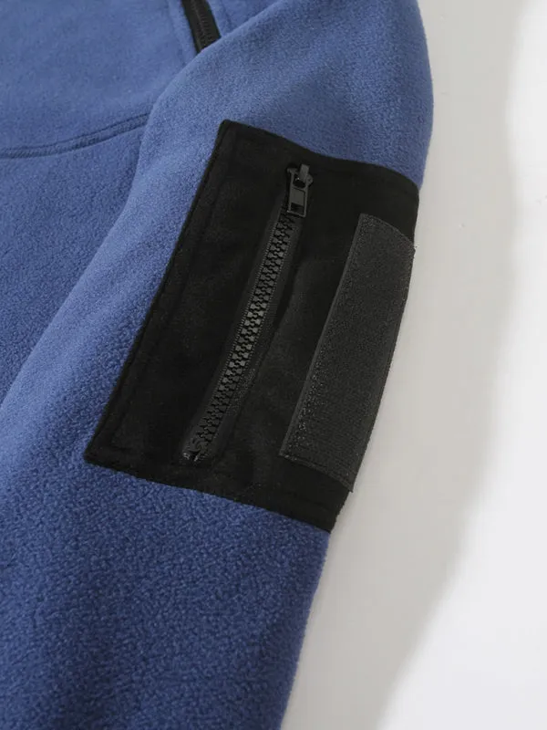 Men's High-Collar Fleece Jacket Zippered Pullover