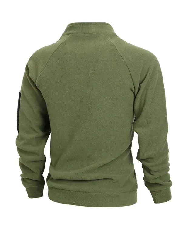 Men's High-Collar Fleece Jacket Zippered Pullover
