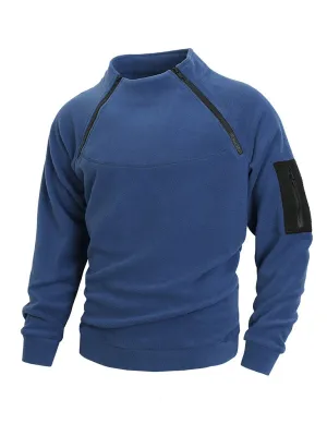 Men's High-Collar Fleece Jacket Zippered Pullover