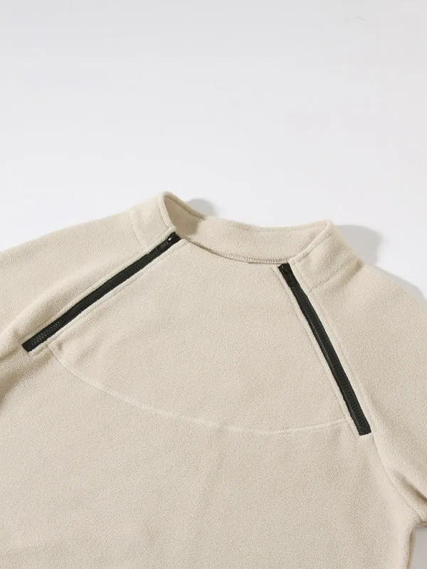 Men's High-Collar Fleece Jacket Zippered Pullover