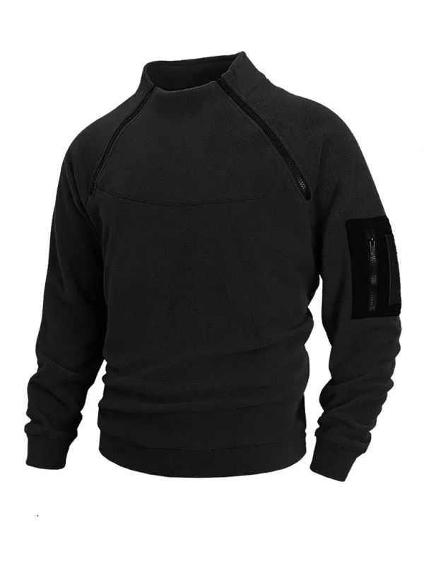 Men's High-Collar Fleece Jacket Zippered Pullover