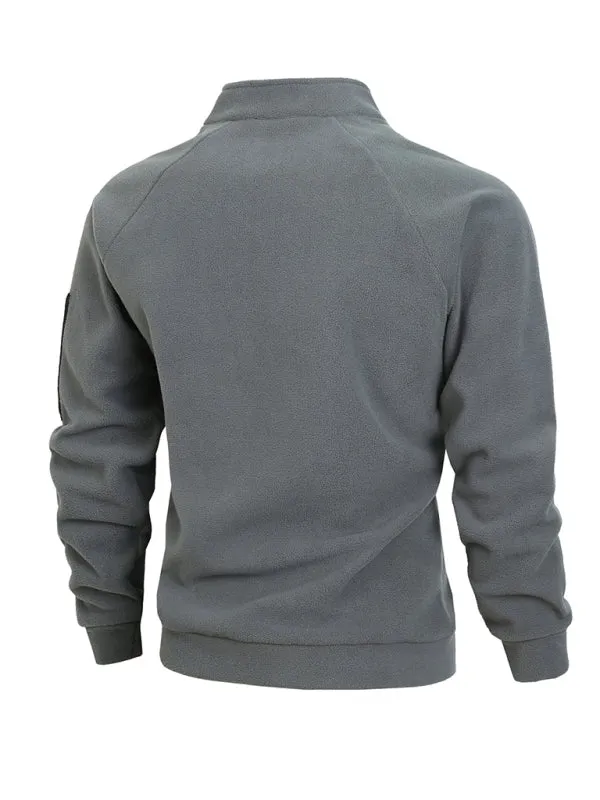 Men's High-Collar Fleece Jacket Zippered Pullover