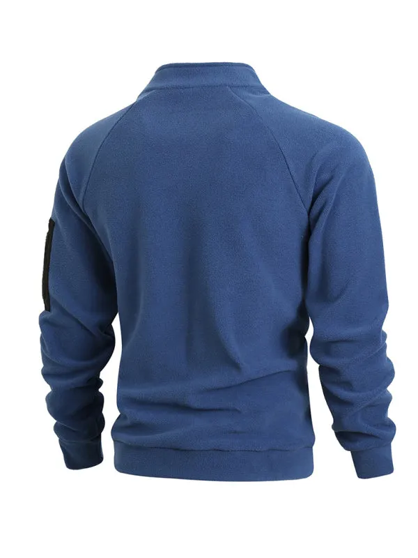 Men's High-Collar Fleece Jacket Zippered Pullover