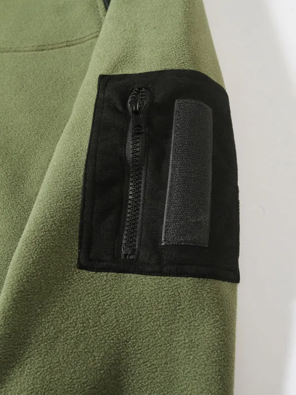 Men's High-Collar Fleece Jacket Zippered Pullover