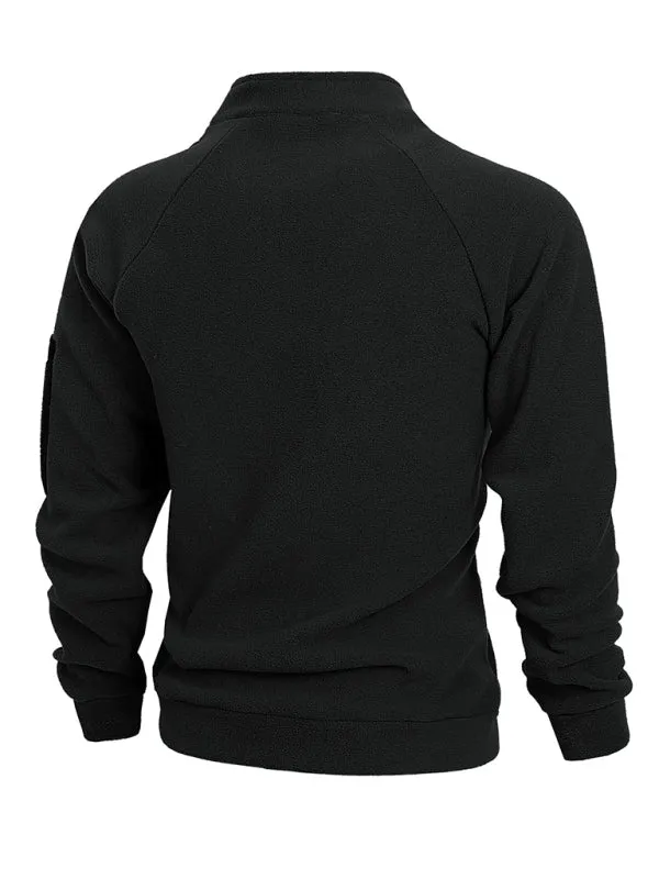 Men's High-Collar Fleece Jacket Zippered Pullover