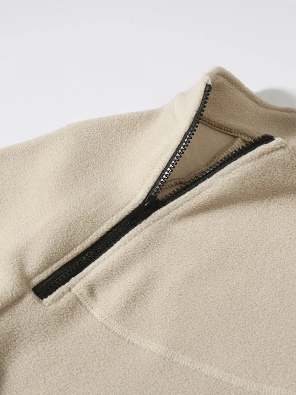 Men's High-Collar Fleece Jacket Zippered Pullover