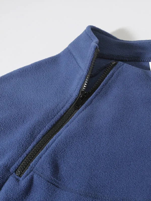 Men's High-Collar Fleece Jacket Zippered Pullover