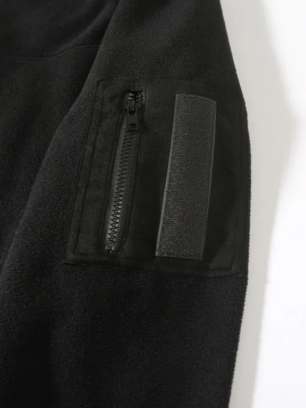 Men's High-Collar Fleece Jacket Zippered Pullover