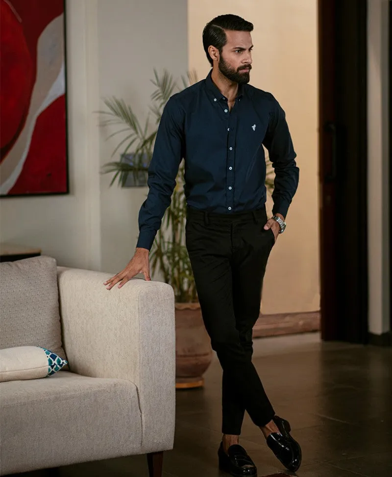 Navy button Down Shirt (Slim / Modern Fit)