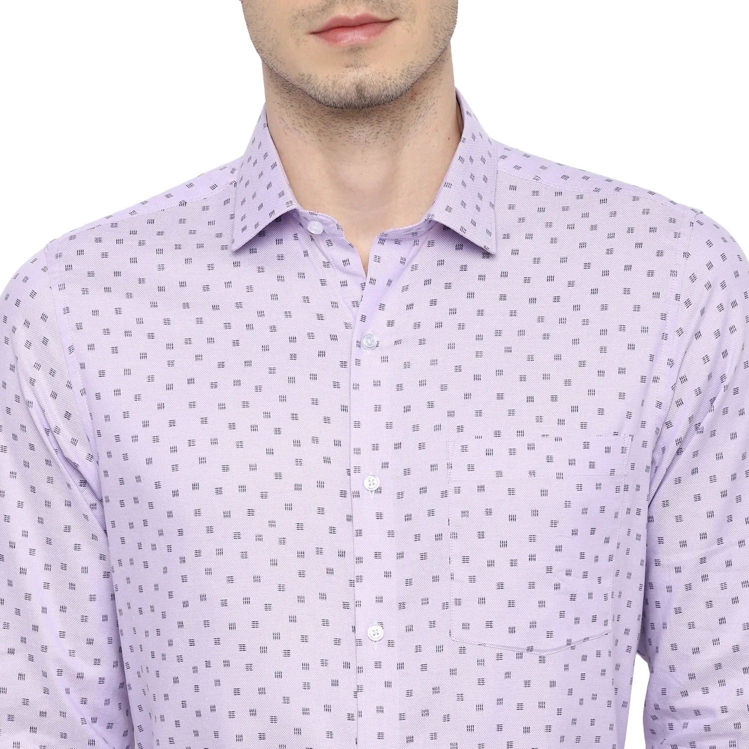Purple Cotton Printed Slim Fit Shirts