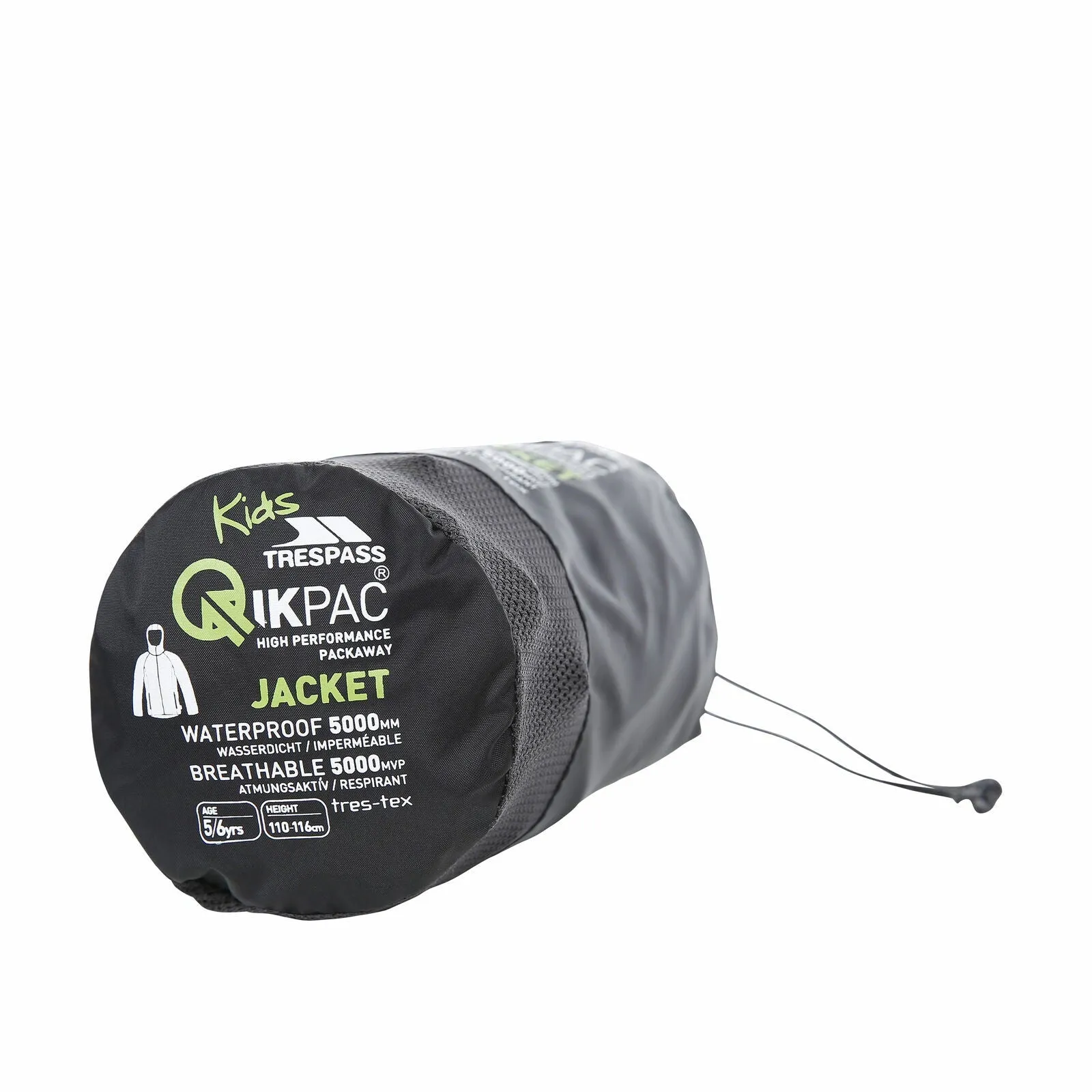 Qikpac X Kids' Unpadded Waterproof Packaway Jacket in Black