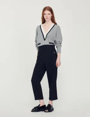 Sweater With Contrasting Deep V-Neck