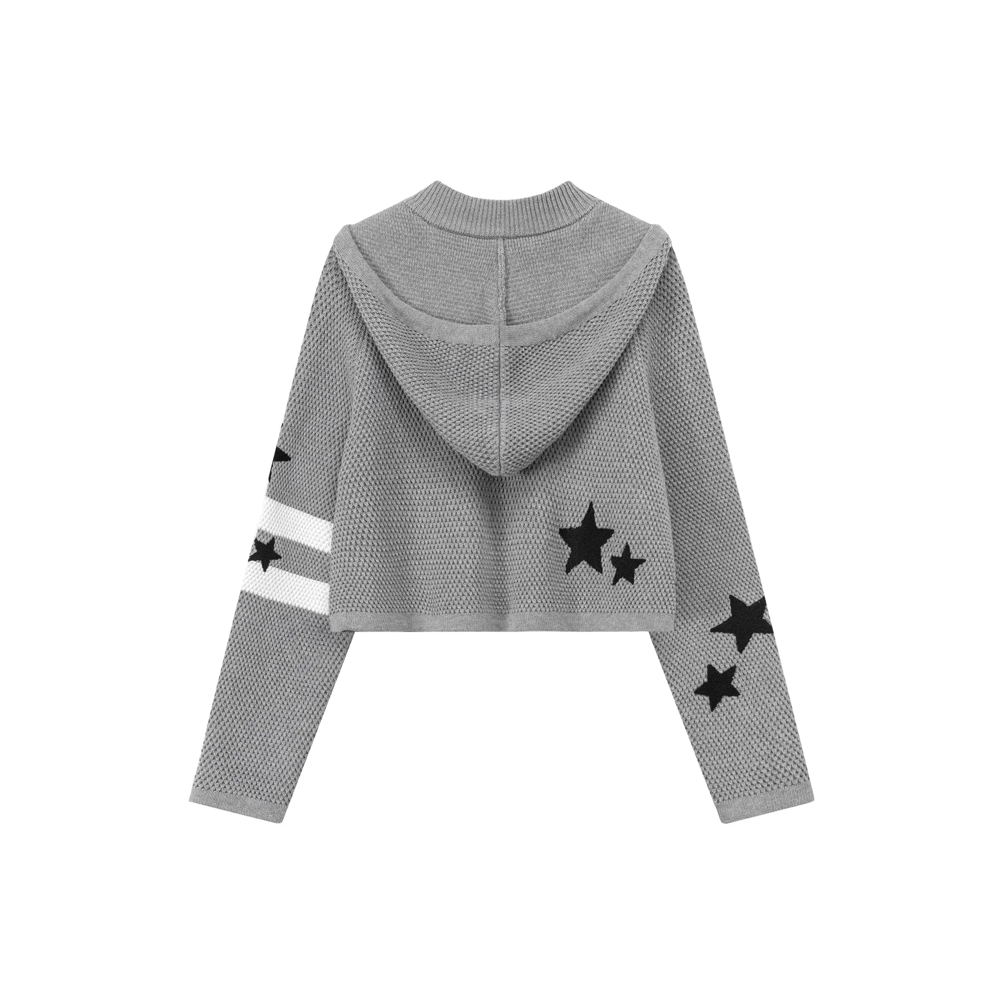 Waffle Star Hooded Button Cardigan
