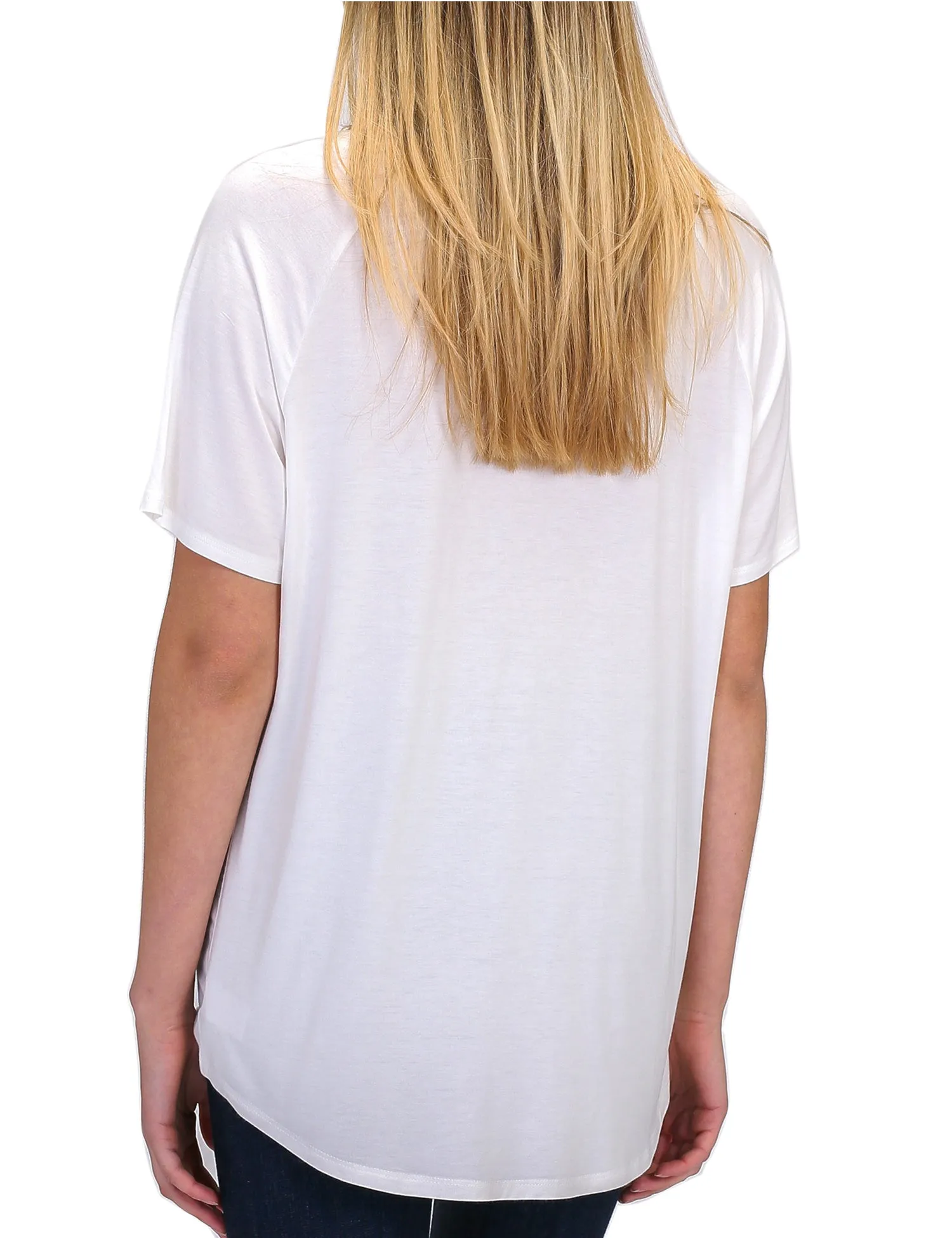 Women's Lightweight V-Neck Loose Fit Plain Casual Tunic Top Tee
