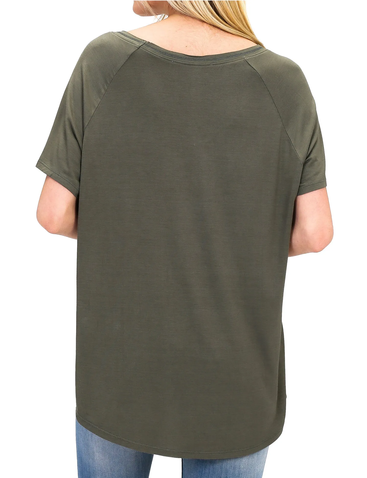 Women's Lightweight V-Neck Loose Fit Plain Casual Tunic Top Tee