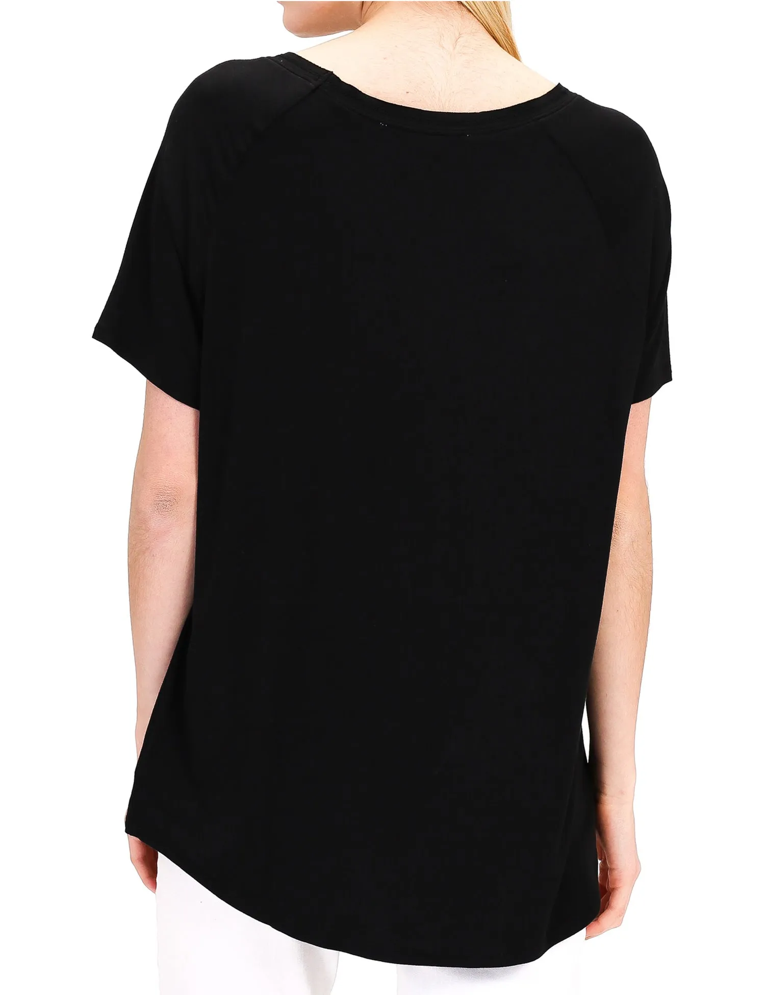 Women's Lightweight V-Neck Loose Fit Plain Casual Tunic Top Tee