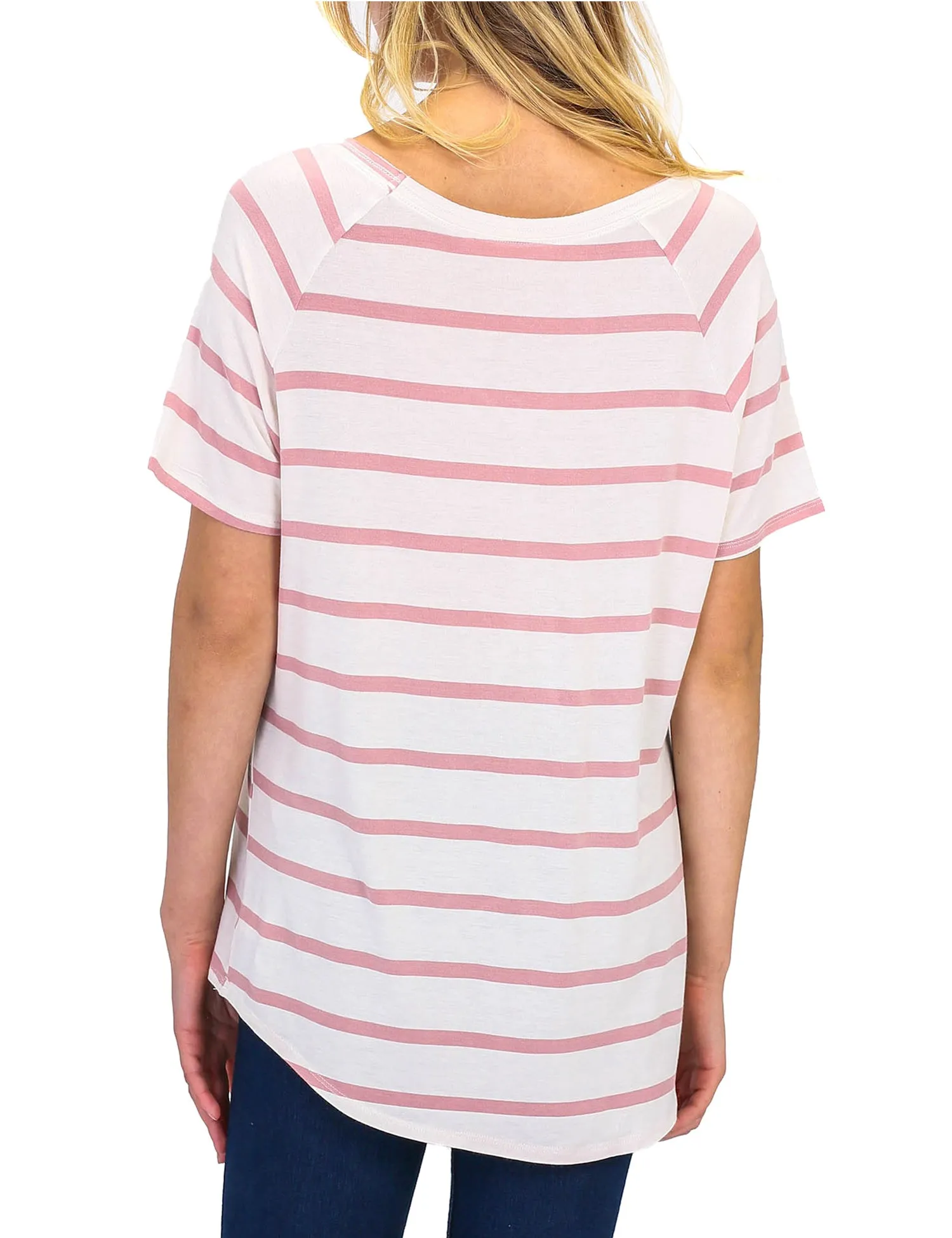 Women's Lightweight V-Neck Loose Fit Plain Casual Tunic Top Tee